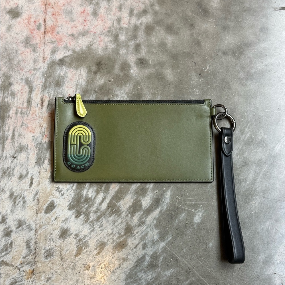 Coach Green Color Block Wristlet Wallet